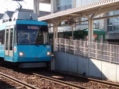 新旧並んだ宮の坂駅の世田谷線の写真