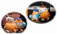 バンダナを付けたココロンとあんすこ君の写真