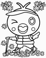 紅葉狩りをするからぴょんのぬりえ