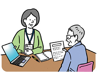 相談員が連絡調整するイラスト