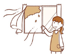 窓を開ける人のイラスト
