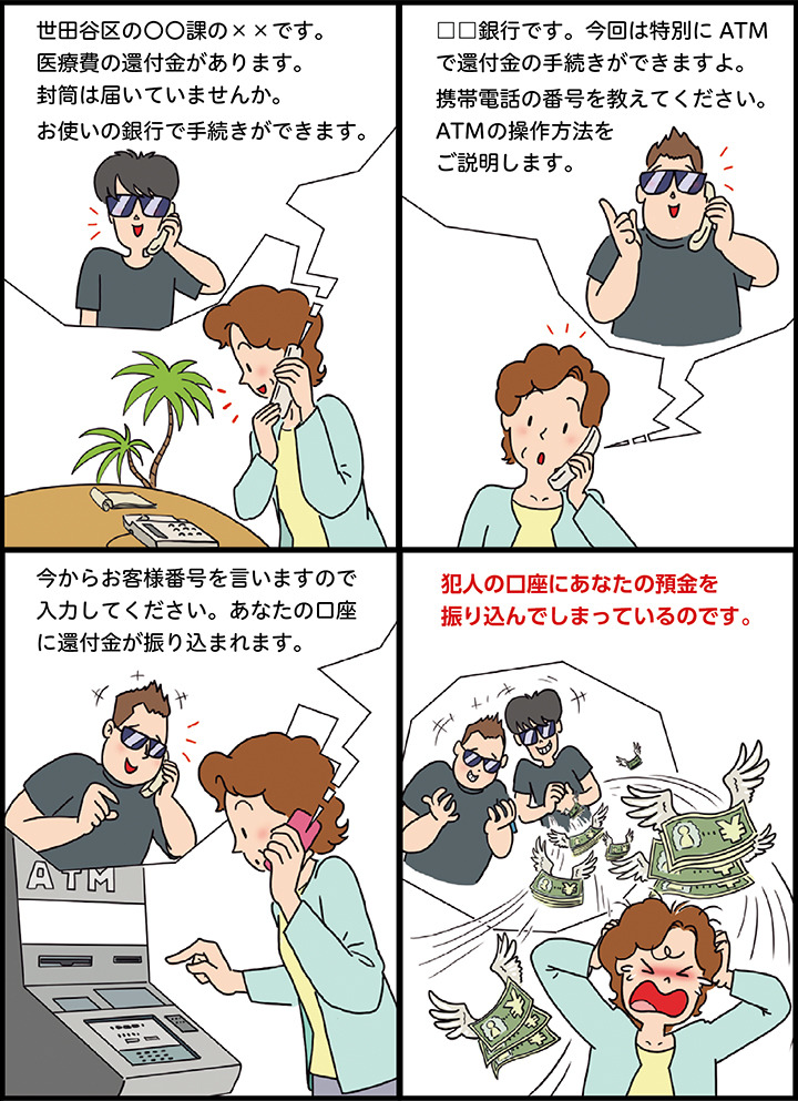 還付金詐欺の事例イラスト