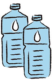 水の入ったペットボトルのイラスト