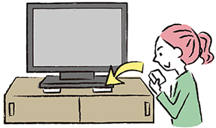 テレビの転倒防止（ジェルマットやベルト）のイラスト
