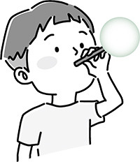 シャボン玉を吹く子どものイラスト