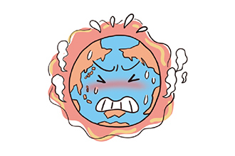 地球が汗をかいているイラスト