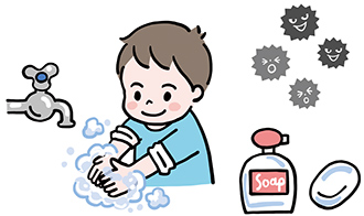 子どもが手洗いをするイラスト