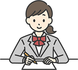 勉強する女子学生のイラスト