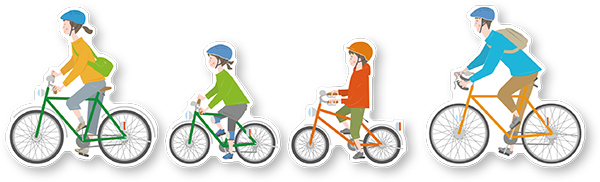 自転車に乗る人々のイラスト