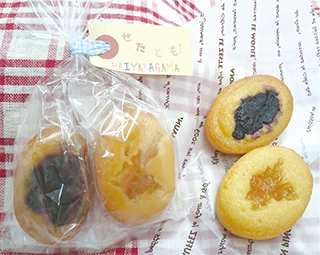 世田谷区産夏みかんや川場村産ブルーベリーを使った、しっとりとした食感が特徴の焼き菓子の写真