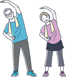 体操をする男性と女性のイラスト