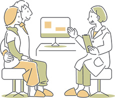 説明を受ける男女のイラスト