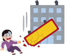 看板が落下する様子のイラスト