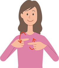 手話で話す女性のイラスト