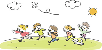 外遊びするこども達のイラスト