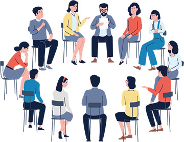 人々が話し合う様子のイラスト