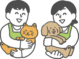 犬・猫を抱く世田谷区動物連絡員のイラスト