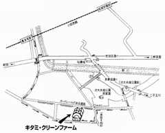 砧工房分場キタミ・クリーンファームの案内図