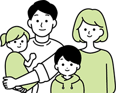 子ども達と両親のイラスト