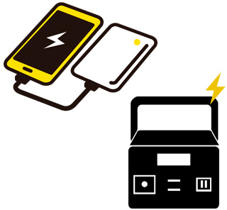 ポータブル蓄電池やモバイルバッテリーのイラスト