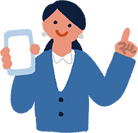 スマホを持つスタッフのイラスト