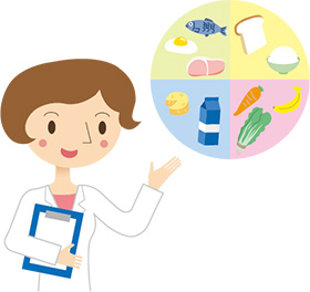 栄養学について講義する講師のイラスト
