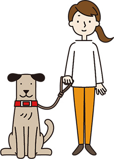 飼い犬のトレーニングをする様子のイラスト