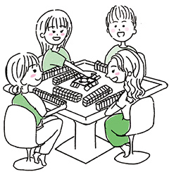 麻雀をする様子のイラスト
