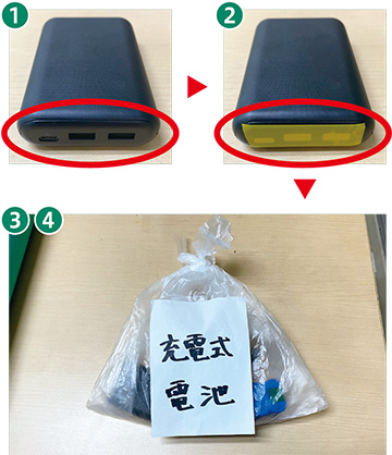 膨張・変形していない場合の輩出方法の手順を示す写真