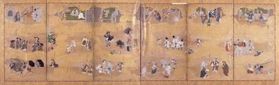 遊芸人図屏風右隻