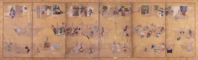 遊芸人図屏風左隻