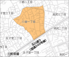 三宿1丁目の区域図
