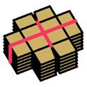 十字に縛った段ボール