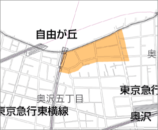 奥沢二・五丁目北地区　区域図