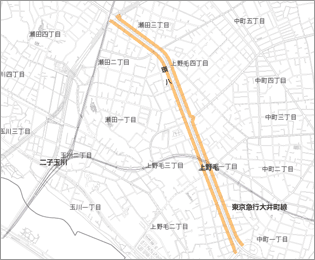 環状八号線瀬田・上野毛・野毛地区区域図
