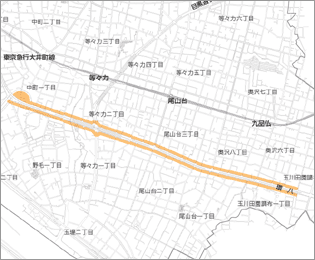 環状八号線野毛・等々力・中町地区区域図