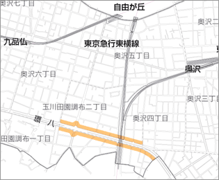 環状八号線玉川田園調布地区区域図