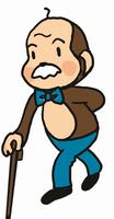 つえをついたせたっちのイラスト