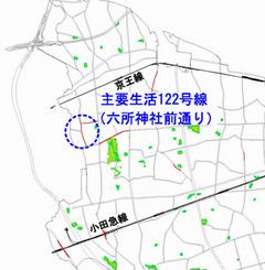 主要生活道路122号線（六所神社前通り1期）位置図