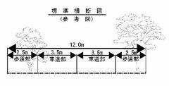 主要生活道路305号線（大道北西側）道路幅員構造図