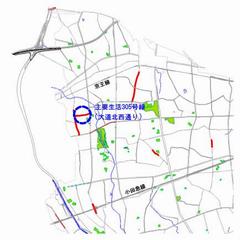 主要生活道路305号線（大道北西通り）位置図