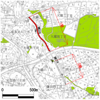 都市計画道路補助第216号線の事業箇所図