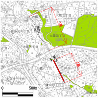都市計画道路補助第216号線の事業箇所図