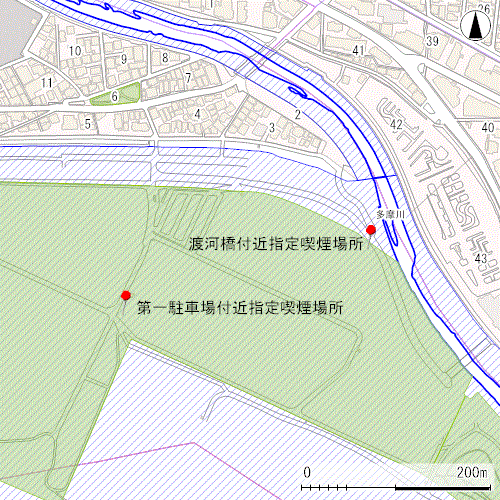 二子玉川緑地運動場（多摩川二子橋公園）指定喫煙場所