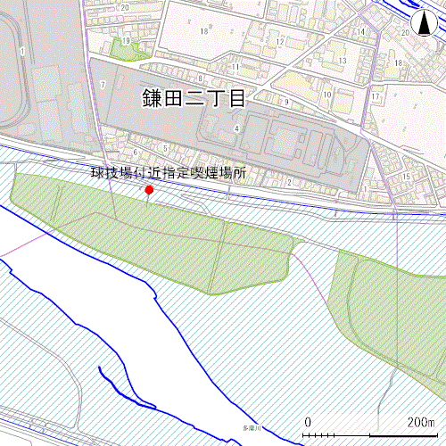 二子玉川緑地運動場（宇奈根公園）指定喫煙場所