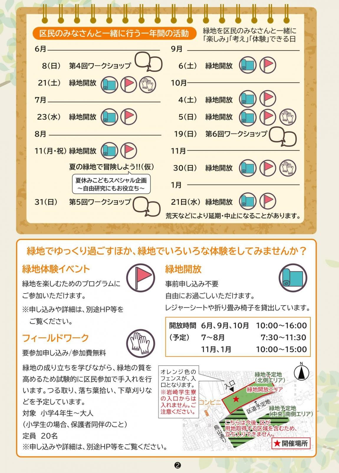令和7年度（仮称）北烏山七丁目緑地づくり年間予定