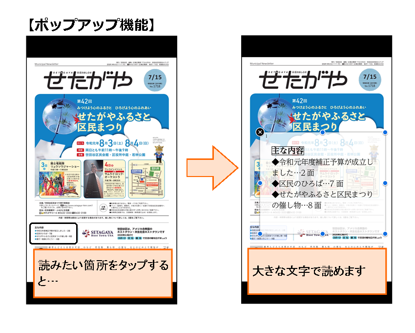 ポップアップ機能の説明です