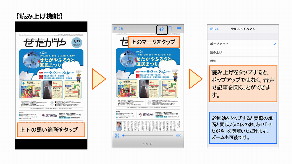 音声読み上げ機能の利用方法です