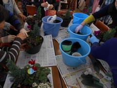 クリスマス寄せ植え講習会の様子